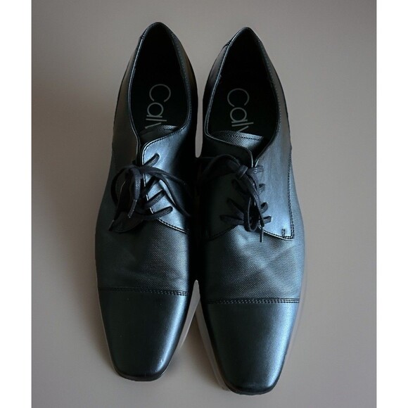 Calvin Klein Bachman Black Diamond Embossed Oxford Dress Shoe Size 13 - Picture 1 of 8